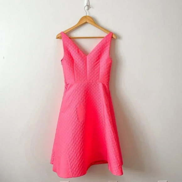 Prada Duchesse Froiss Textured Sleeveless Bright Pink Dress Sz 6 - Picture 6 of 16